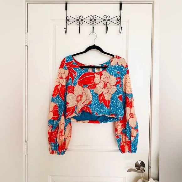 NWT Farm Rio x Anthropologie Puff-Sleeve Bubble Blouse - Picture 6 of 10